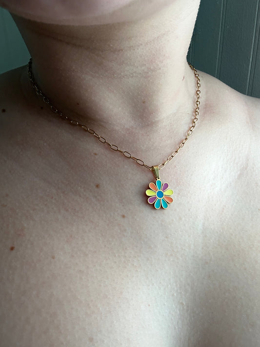 Rainbow flower necklace